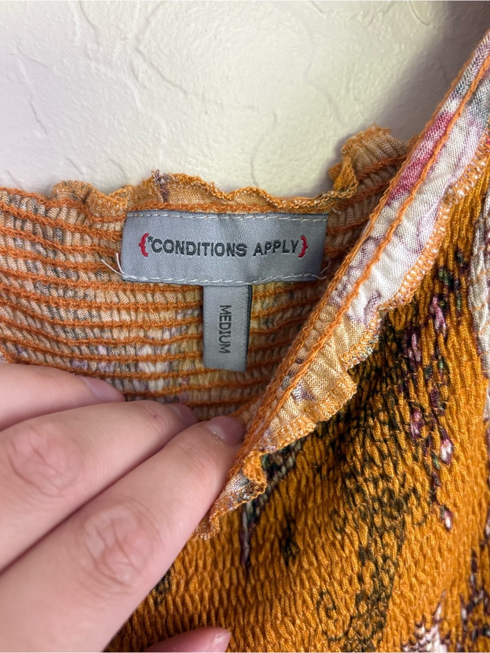 Anthropologie Conditions Apply Marigold Yellow Smocked Puff Sleeve Blouse Medium - Picture 5 of 7